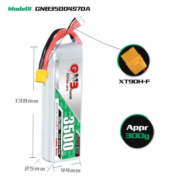 GNB Battery 14.8V 70C 3500mAh 4S XT90 - Image 3