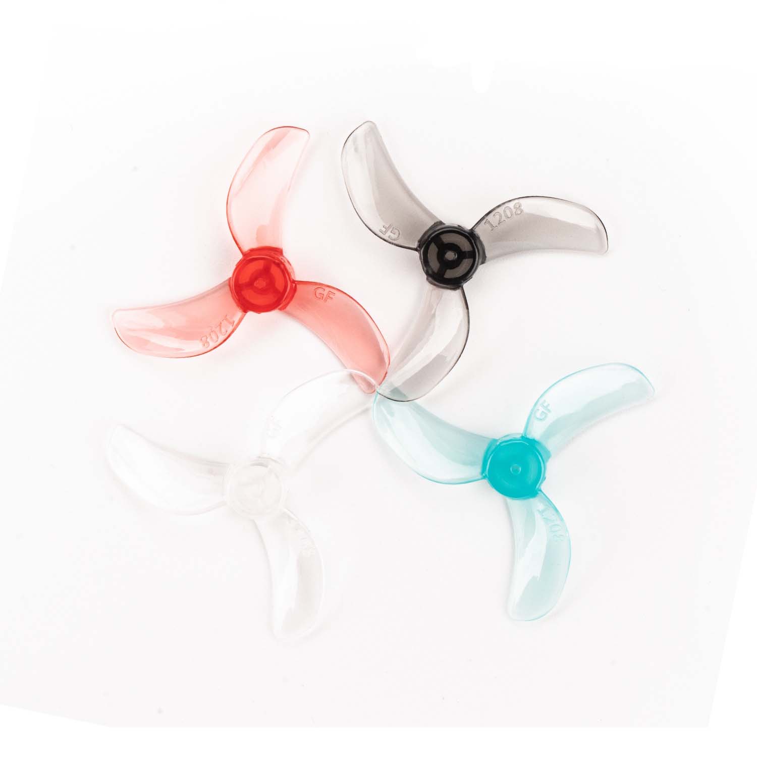 Gemfan 1208-3 31mm 3-Blade Propeller 0.8mm Shaft (2 Colours), product image from Kiwiquads