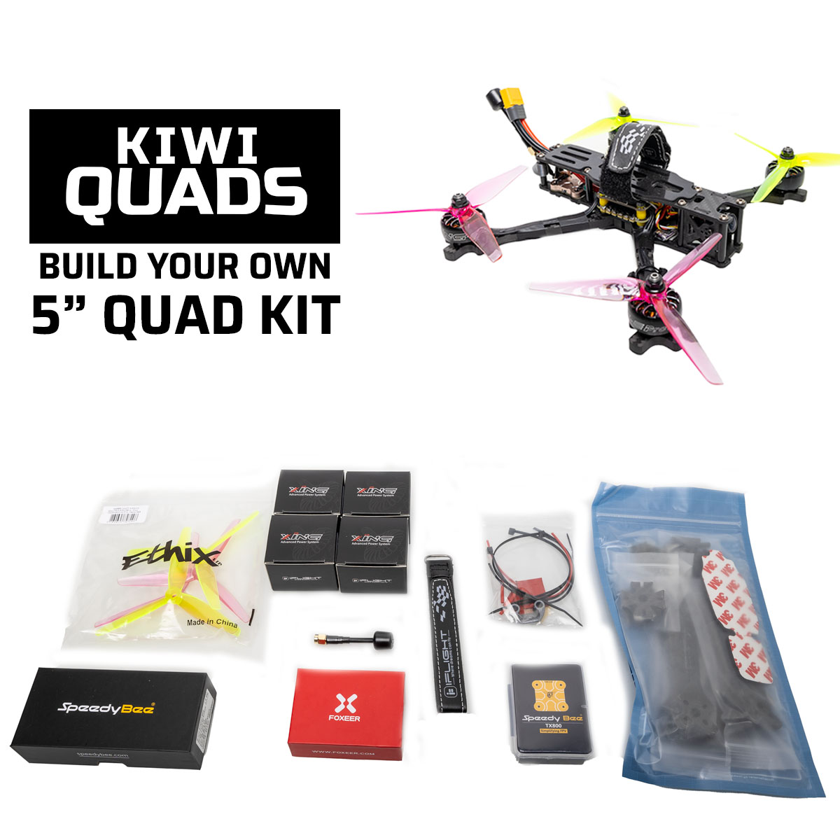 KiwiQuads Source One 5″ Racing Drone Bundle Build Kit (Analog), product image from Kiwiquads