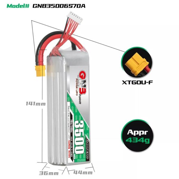 GNB Battery 22.2V 70C 3500mAh 6S XT90 - Image 2