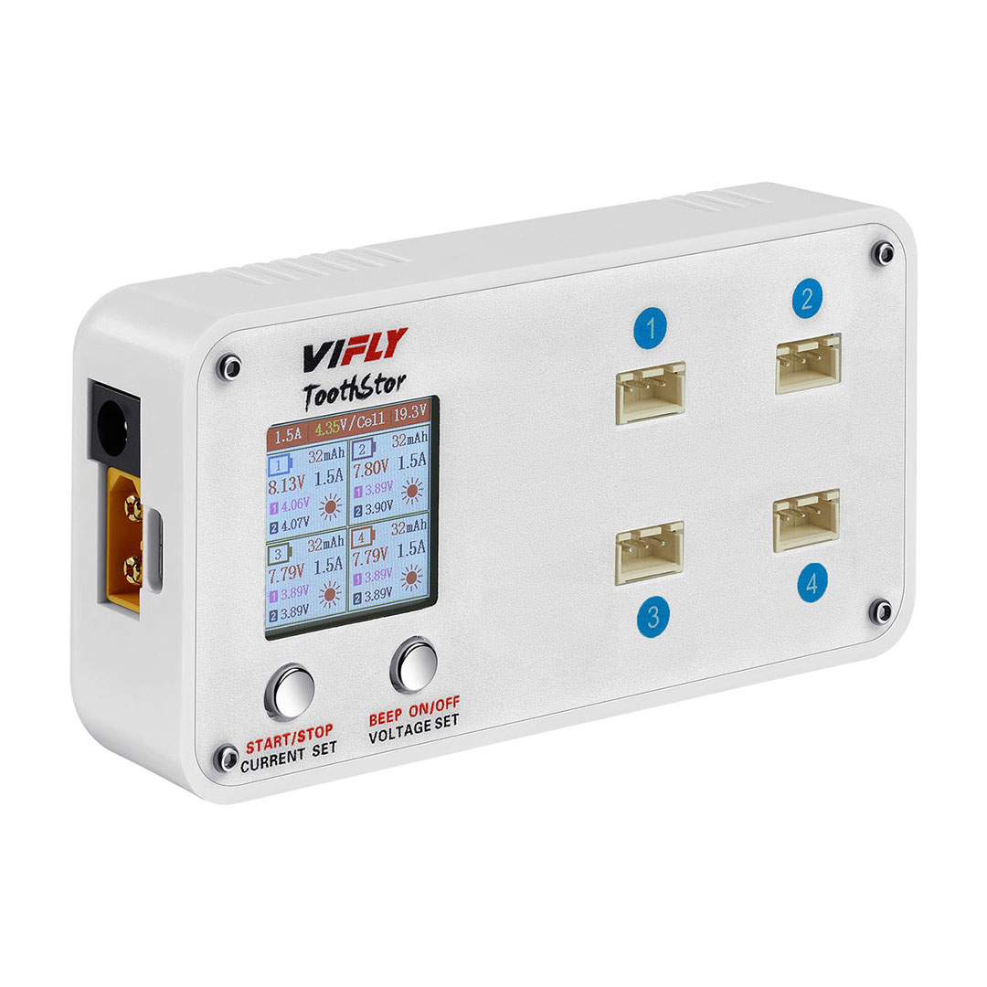VIFLY ToothStor 4 Port 2S Balance Charger with Storage Mode, product image from Pyrodrone