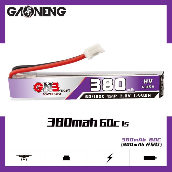 GNB Battery 3.8V 60C 380mAh 1S - PH2 Cable Connector