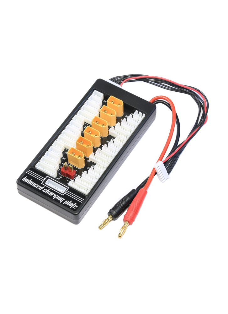 Sologood XT60 Parallel Balance Charging Board 2-6S w/ Barrel Connector, product image from Kiwiquads
