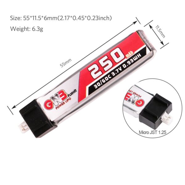 GNB Battery 3.8V 30C 250mAh 1S JST 1.25mm