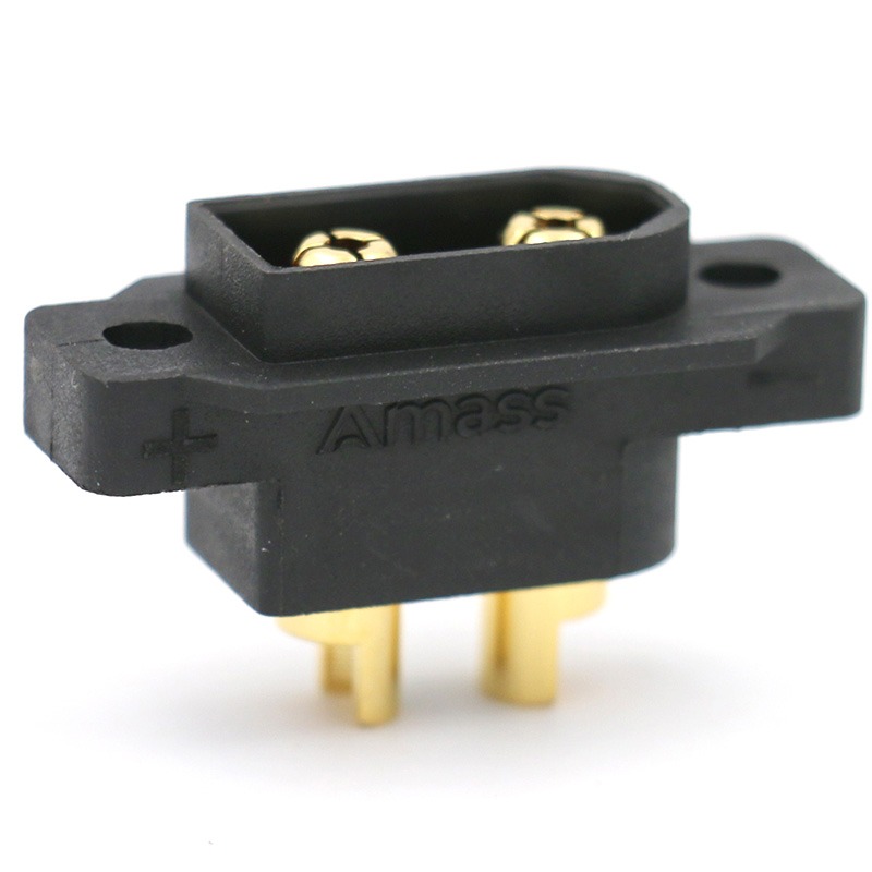 Amass XT60EW-M Black Panel Mount, product image from Kiwiquads