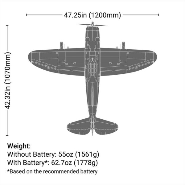 E-Flite P-47 Razorback 1.2m BNF Basic - Image 3
