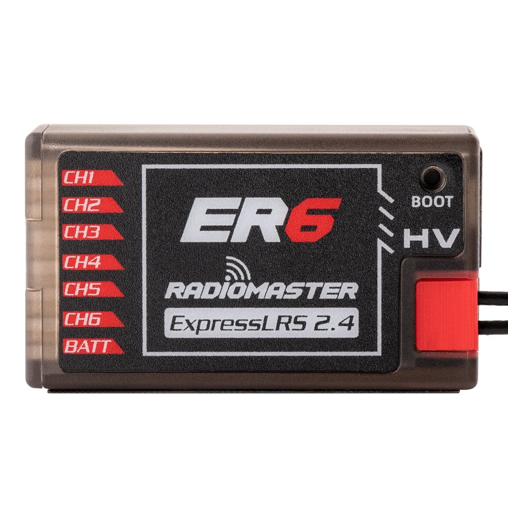 RadioMaster ER6 2.4GHz 6Ch ExpressLRS PWM Receiver, product image from Kiwiquads