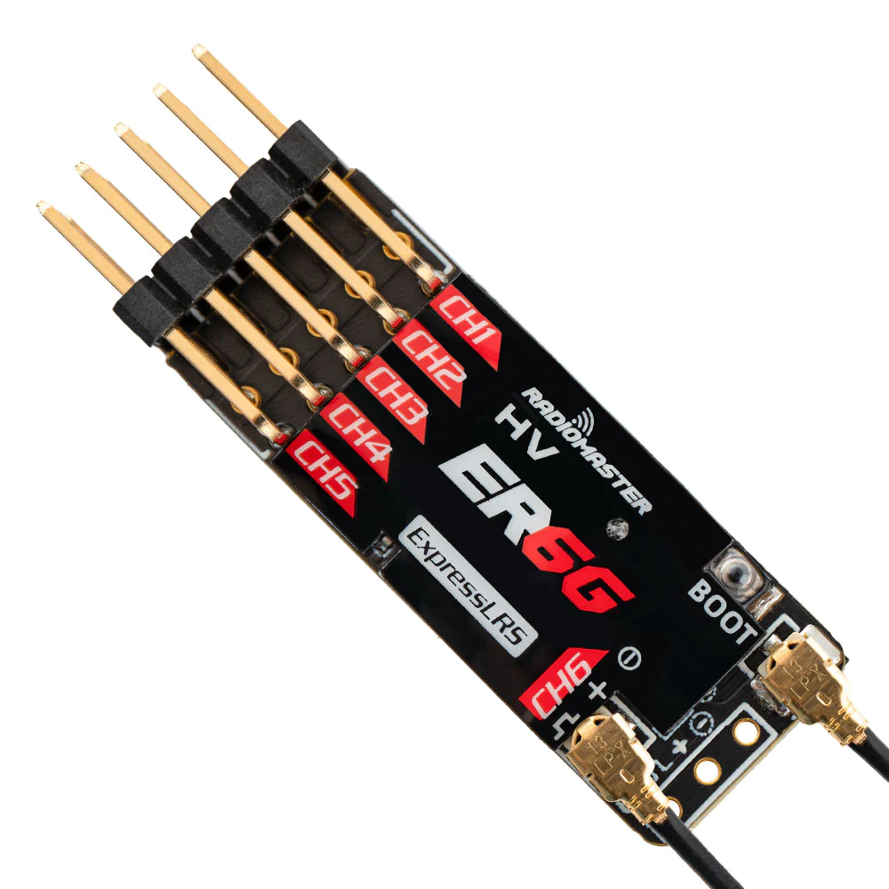 RadioMaster ER6G 2.4GHz 6Ch ExpressLRS PWM Receiver, product image from Kiwiquads