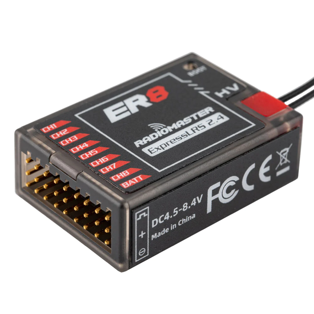 RadioMaster ER8 2.4GHz 8Ch ExpressLRS PWM Receiver, product image from Kiwiquads
