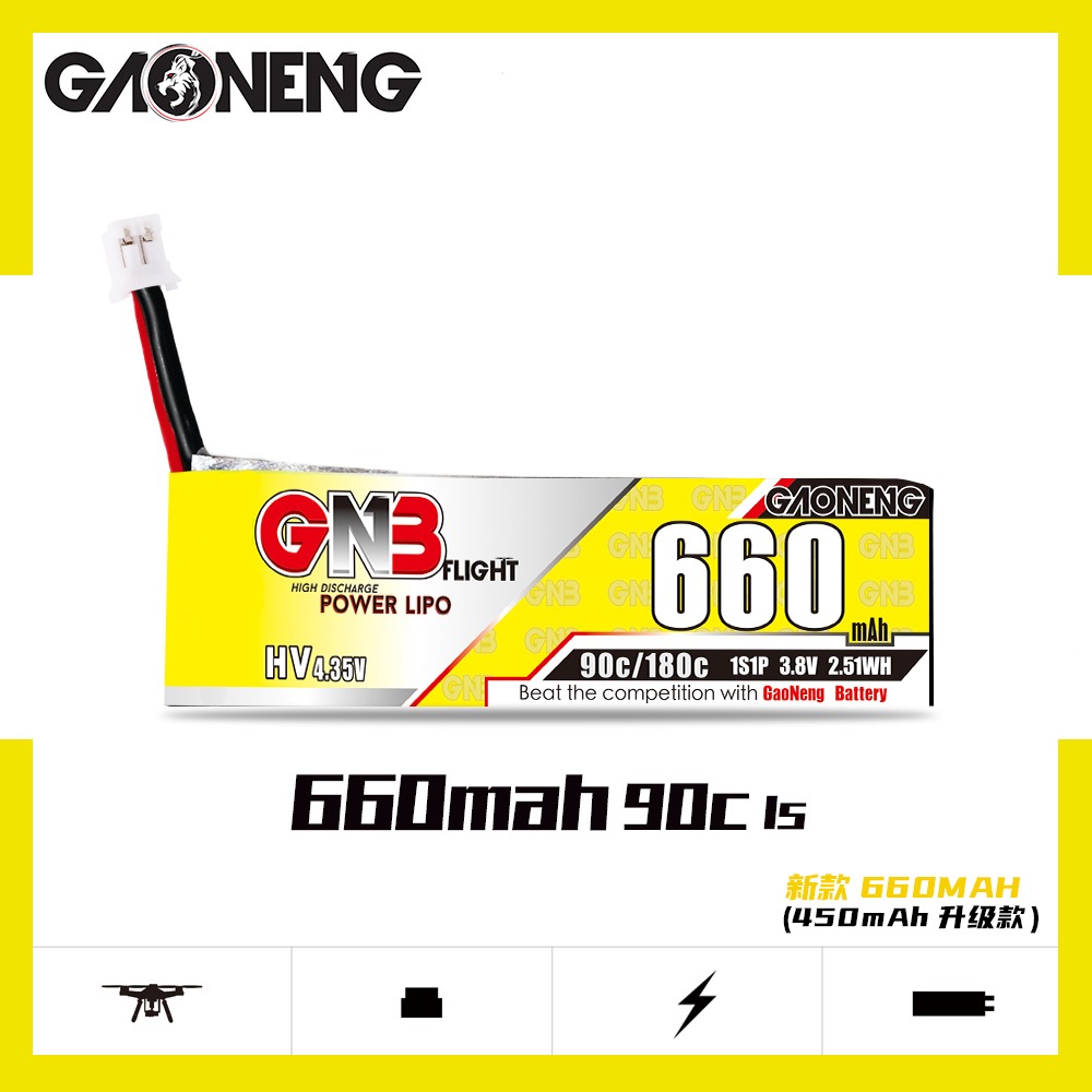 GNB Batteries GNB Battery 3.8V 90C 660mAh 1S PH2, product image from Kiwiquads