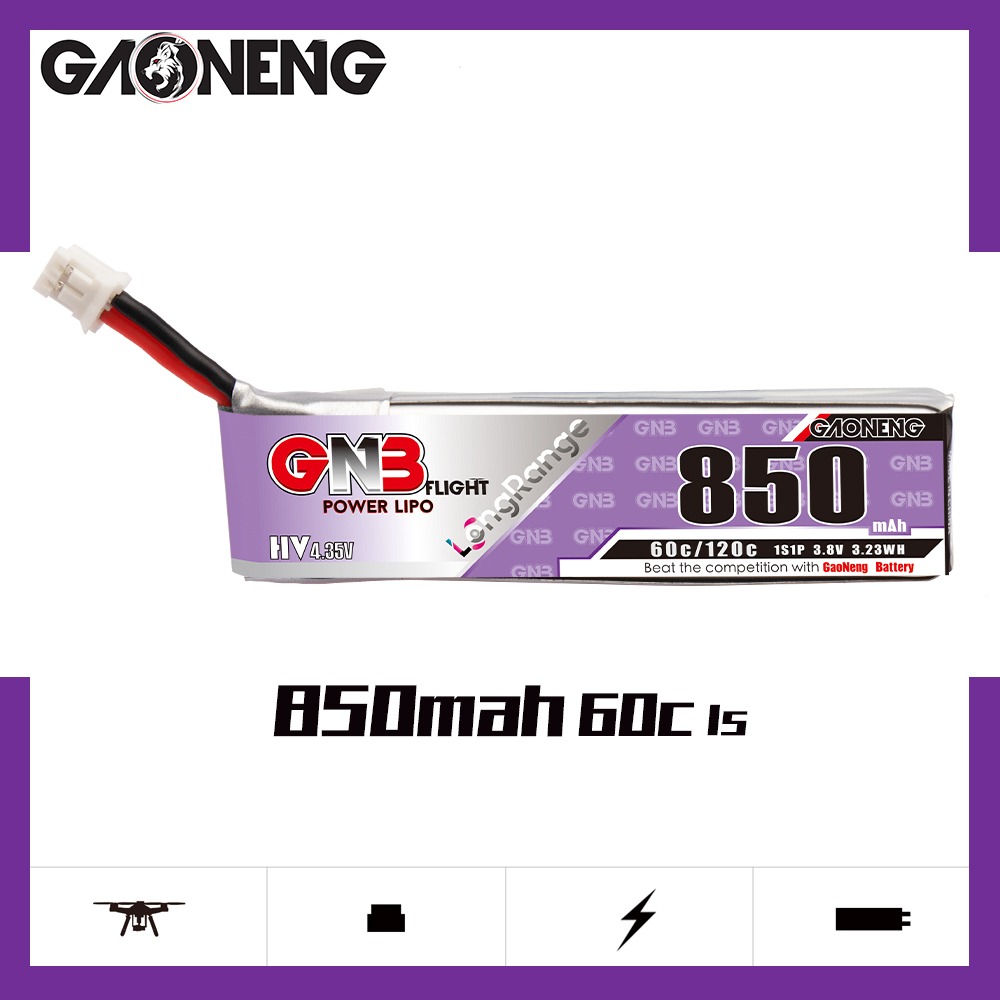 GNB Batteries GNB Battery 3.8V 60C 850mAh 1S PH2, product image from Kiwiquads
