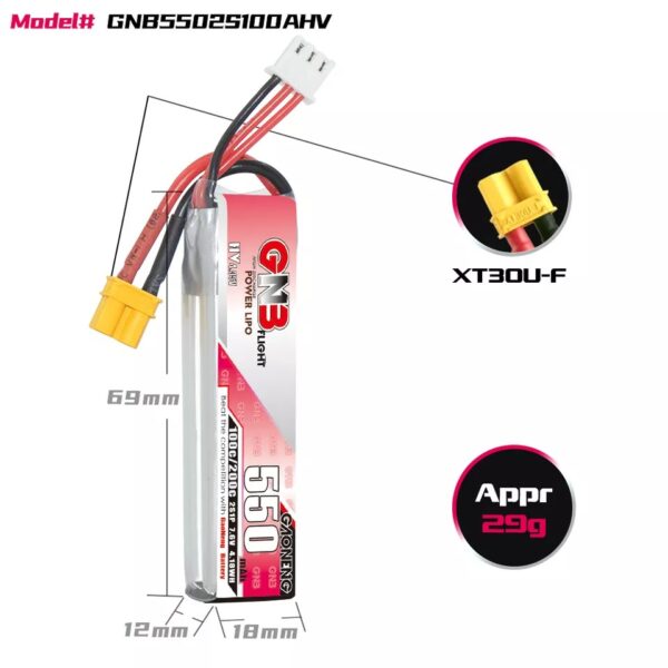 GNB LiPo Battery 7.6V 100C 550mAh 2S HV - Image 3
