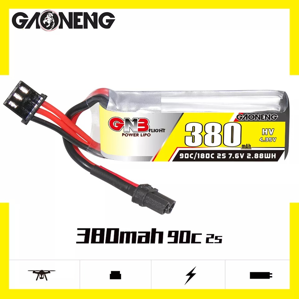GNB Batteries GNB LiPo Battery 7.6V 90C 380mAh 2S HV, product image from Kiwiquads