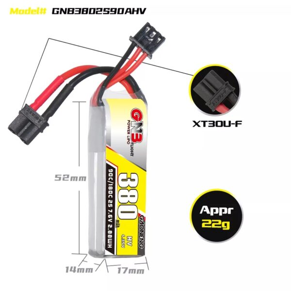 GNB LiPo Battery 7.6V 90C 380mAh 2S HV - Image 2