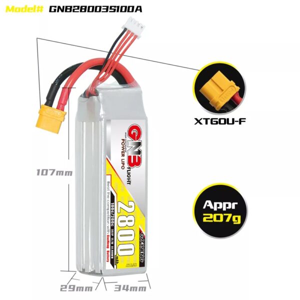 GNB Battery 11.1V 100C 2800mAh 3S - Image 4