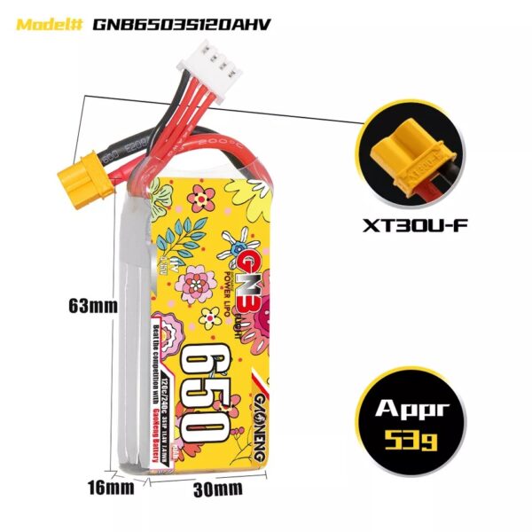 GNB LiPo Battery 11.4V 120C 650mAh 3S HV - Image 3