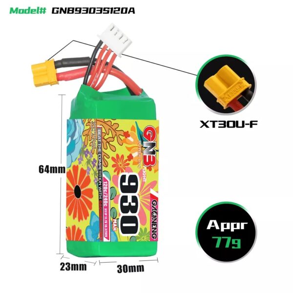 GNB Battery 11.1V 120C 930mAh 3S - Image 5