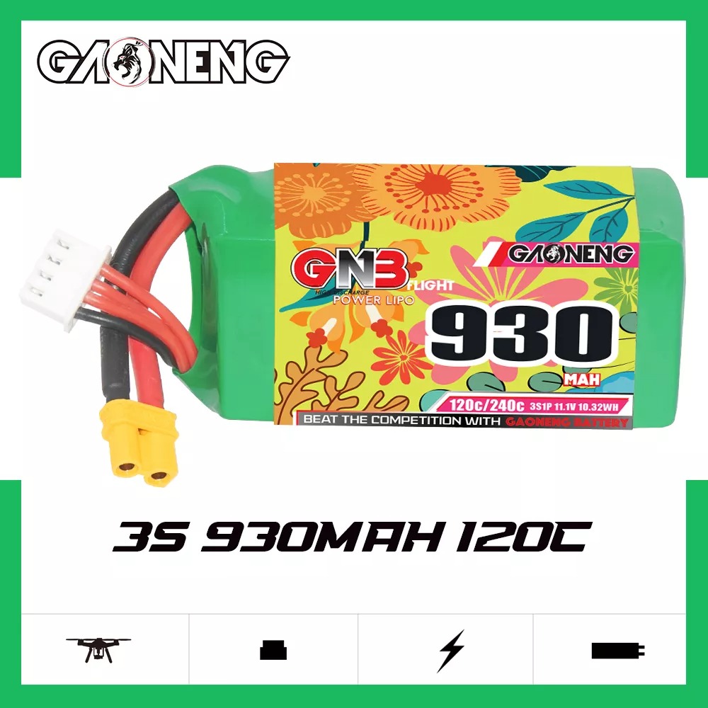 GNB Batteries GNB Battery 11.1V 120C 930mAh 3S, product image from Kiwiquads