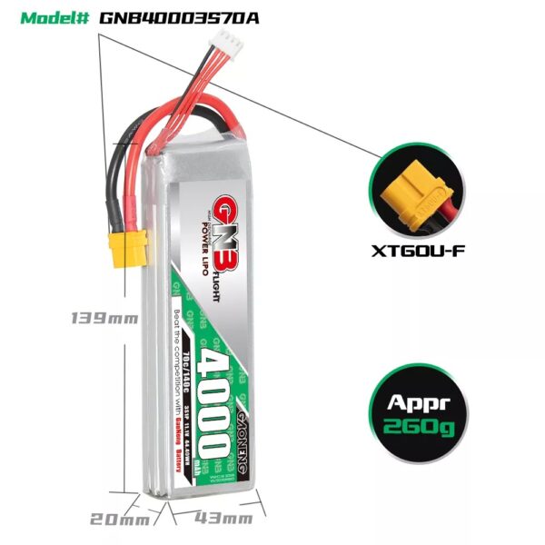 GNB Battery 11.1V 70C 4000mAh 3S - Image 3