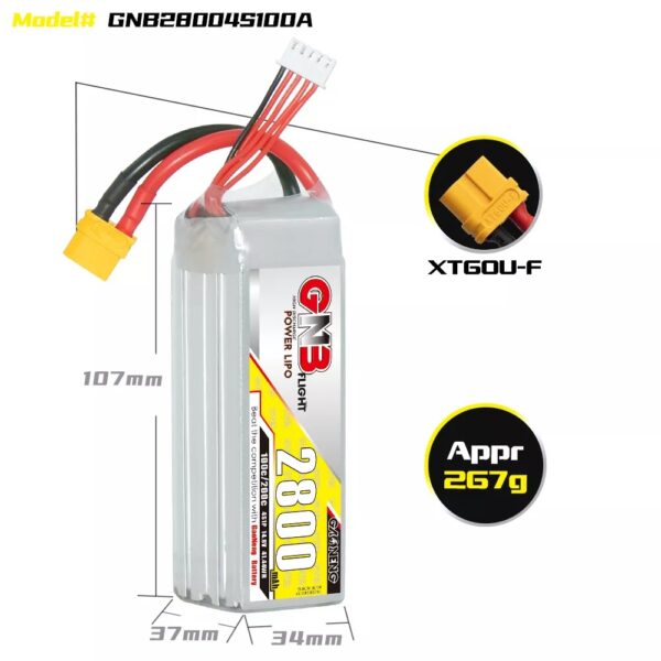 GNB Battery 14.8V 100C 2800mAh 4S - Image 2