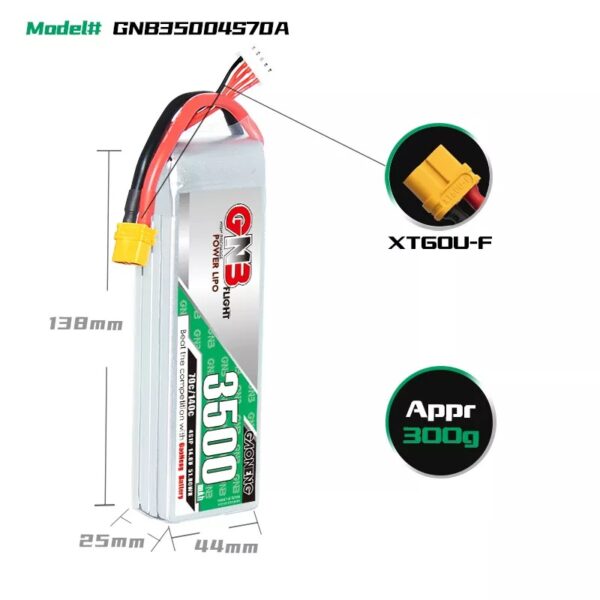 GNB Battery 14.8V 70C 3500mAh 4S XT90 - Image 3