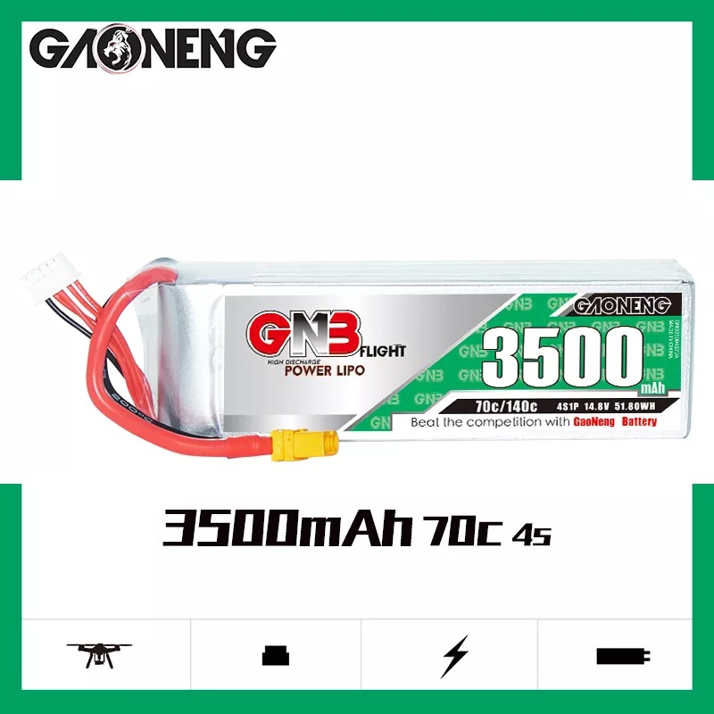 GNB Batteries GNB Battery 14.8V 70C 3500mAh 4S XT90, product image from Kiwiquads