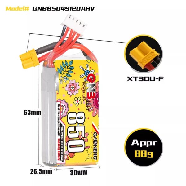 GNB Battery 15.2V 120C 850mAh 4S HV - Image 4