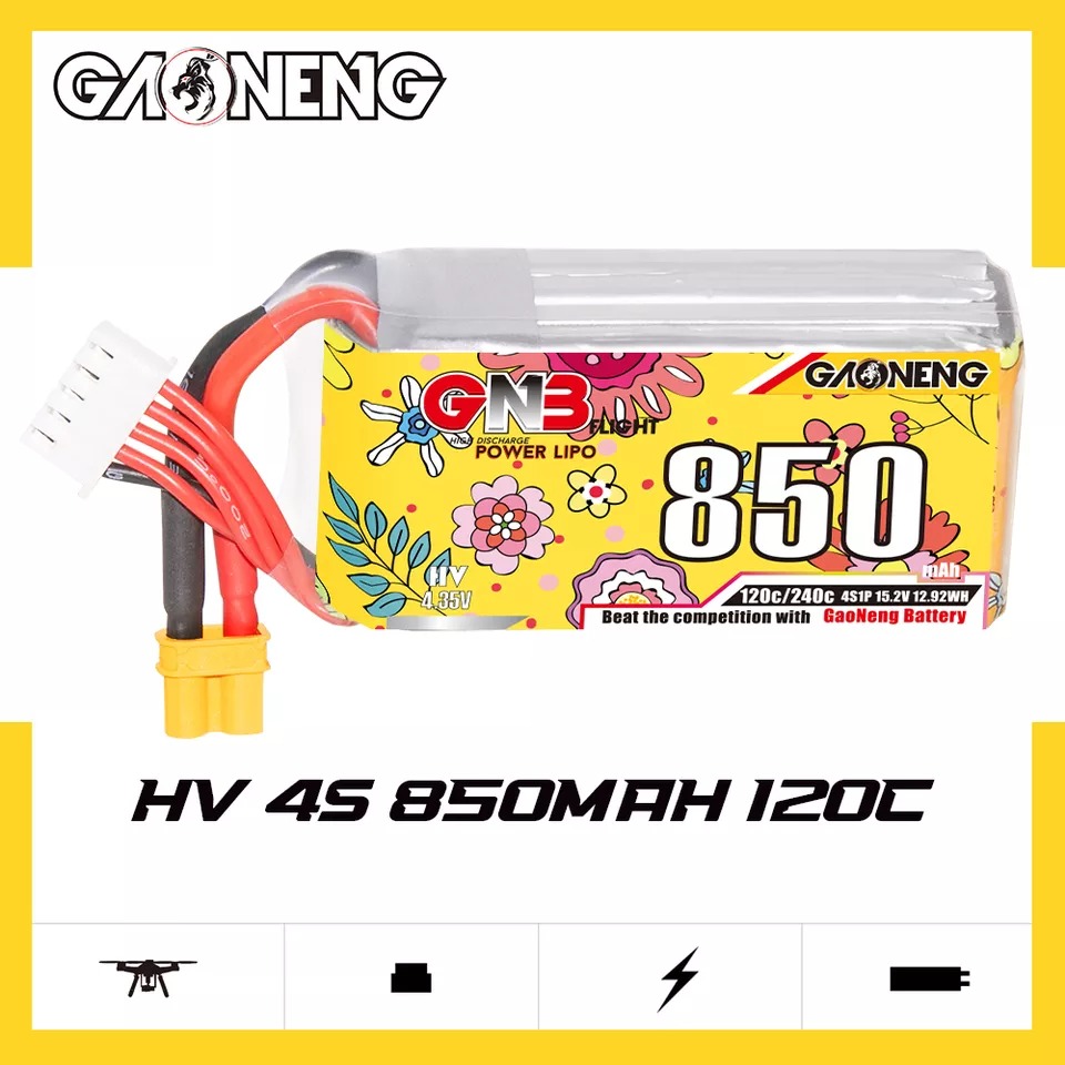 GNB Batteries GNB Battery 15.2V 120C 850mAh 4S HV, product image from Kiwiquads