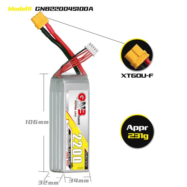 GNB Battery 14.8V 100C 2200mAh 4S - Image 3