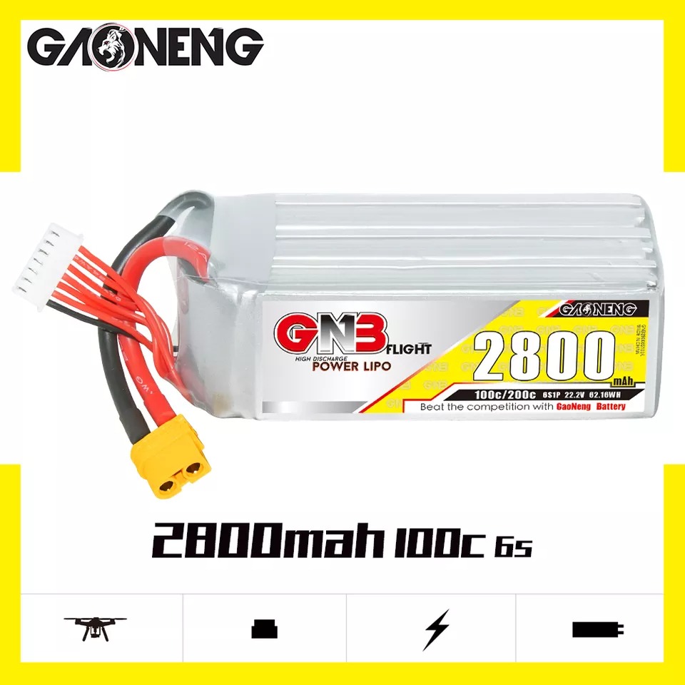 GNB Batteries GNB LiPo Battery 22.2V 100C 2800mAh 6S, product image from Kiwiquads