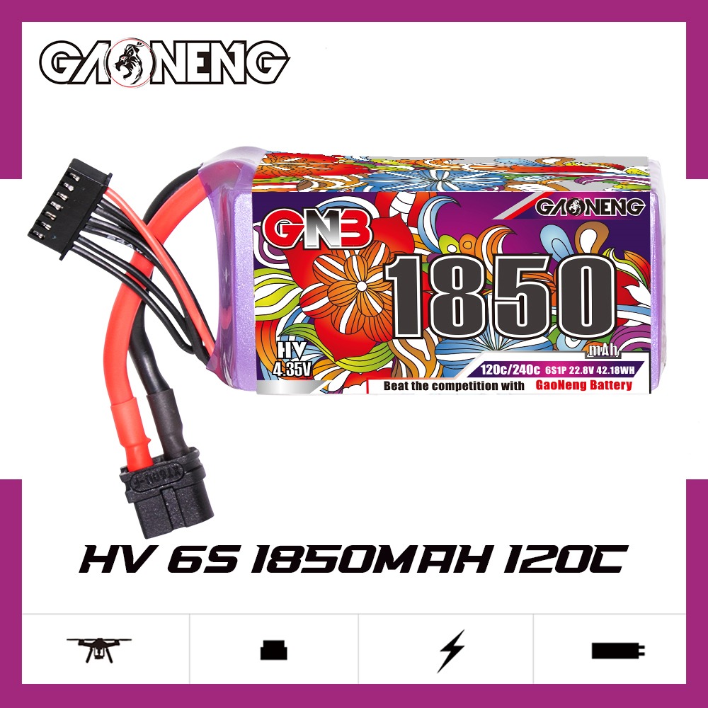 GNB Batteries GNB Battery 22.8V 120C 1850mAh 6S HV, product image from Kiwiquads