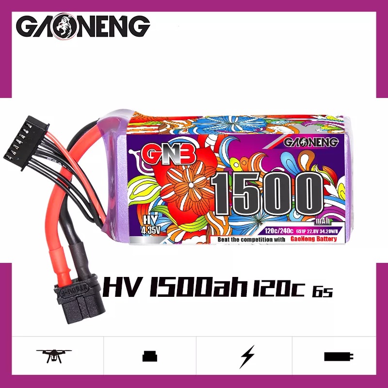 GNB Batteries GNB LiPo Battery 22.8V 120C 1500mAh 6S HV, product image from Kiwiquads