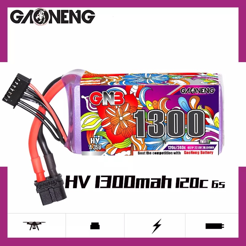 GNB Batteries GNB Battery 22.8V 120C 1300mAh 6S HV, product image from Kiwiquads