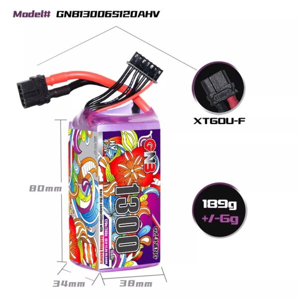 GNB Battery 22.8V 120C 1300mAh 6S HV - Image 2