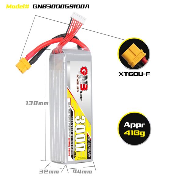 GNB Battery 22.2V 100C 3000mAh 6S - Image 2