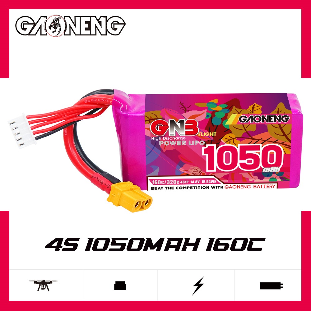 GNB Batteries GNB Battery 14.8V 160C 1050mAh 4S, product image from Kiwiquads
