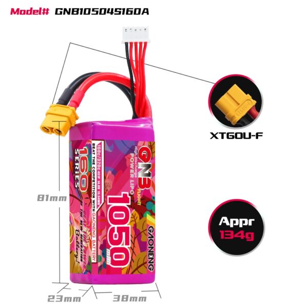 GNB Battery 14.8V 160C 1050mAh 4S - Image 2