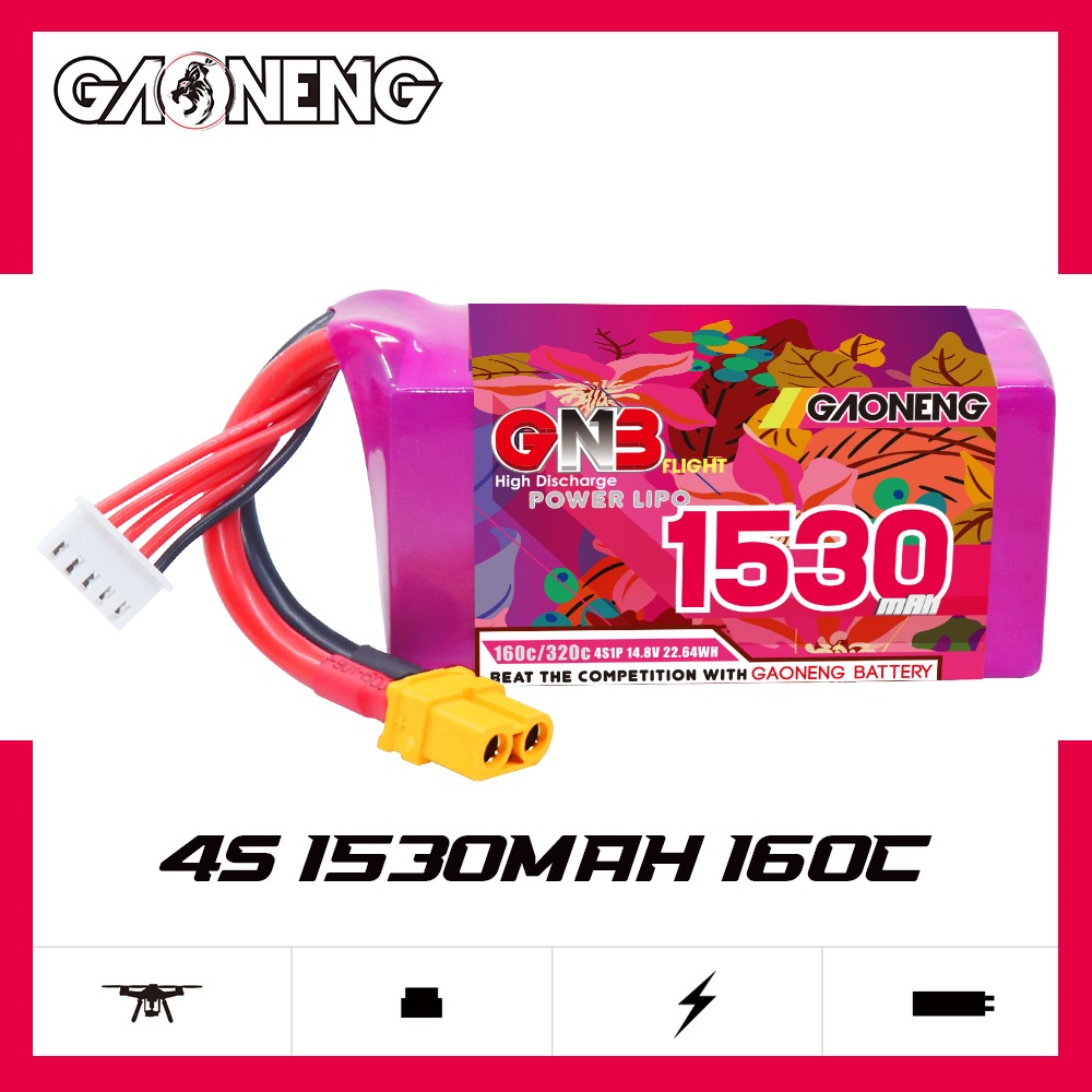 GNB Batteries GNB Battery 14.8V 160C 1530mAh 4S, product image from Kiwiquads