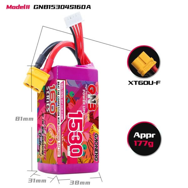 GNB Battery 14.8V 160C 1530mAh 4S - Image 2