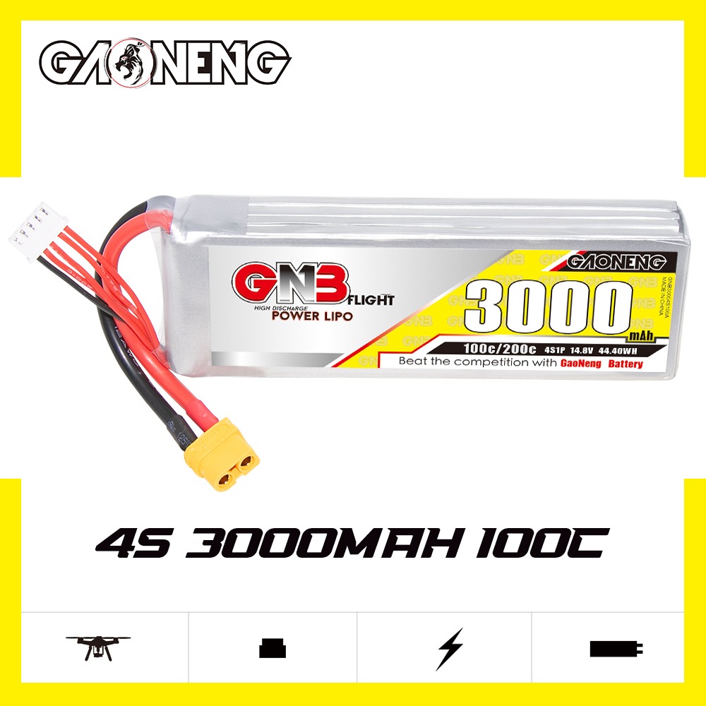 GNB Batteries GNB Battery 14.8V 3000mAh 100C 4S (Long), product image from Kiwiquads