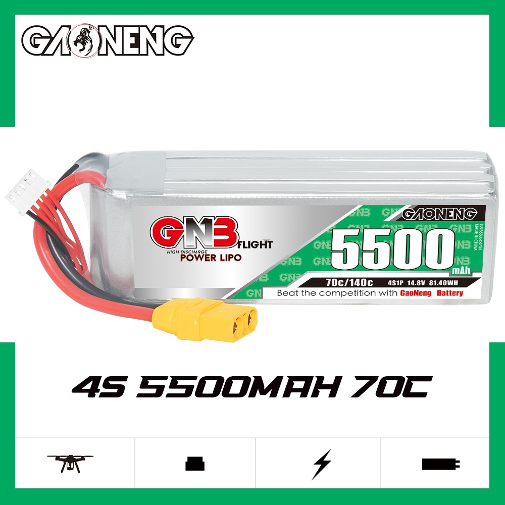 GNB Batteries GNB Battery 14.8V 70C 5500mAh 4S, product image from Kiwiquads