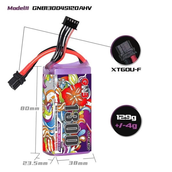 GNB Battery 15.2V 120C 1300mAh 4S HV - Image 2