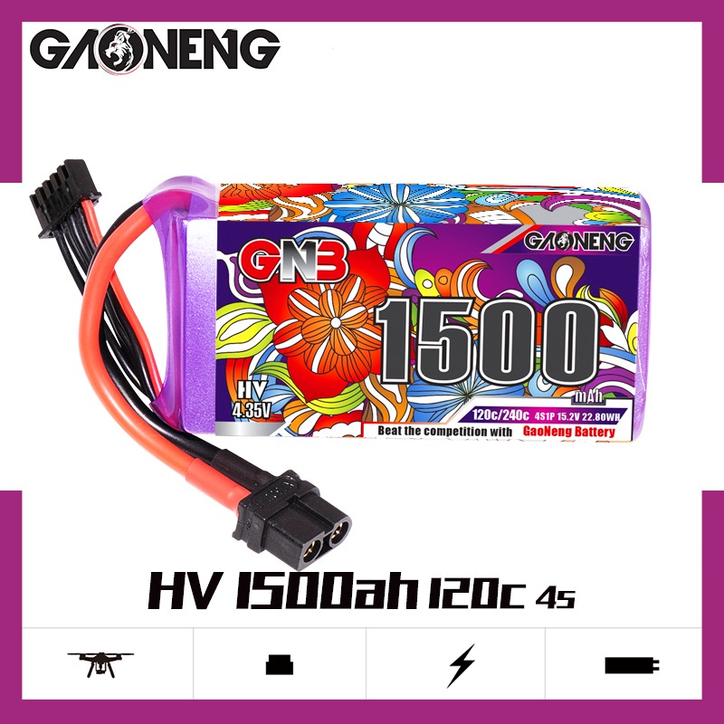 GNB Batteries GNB Battery 15.2V 120C 1500mAh 4S HV, product image from Kiwiquads