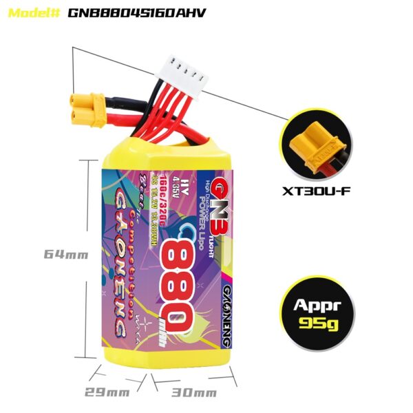 GNB Battery 15.2V 160C 880mAh 4S HV XT30 - Image 2