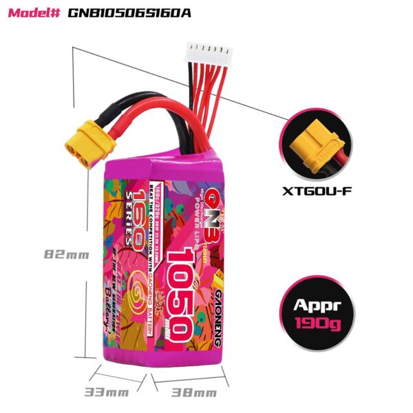 GNB Battery 22.2V 160C 1050mAh 6S - Image 2