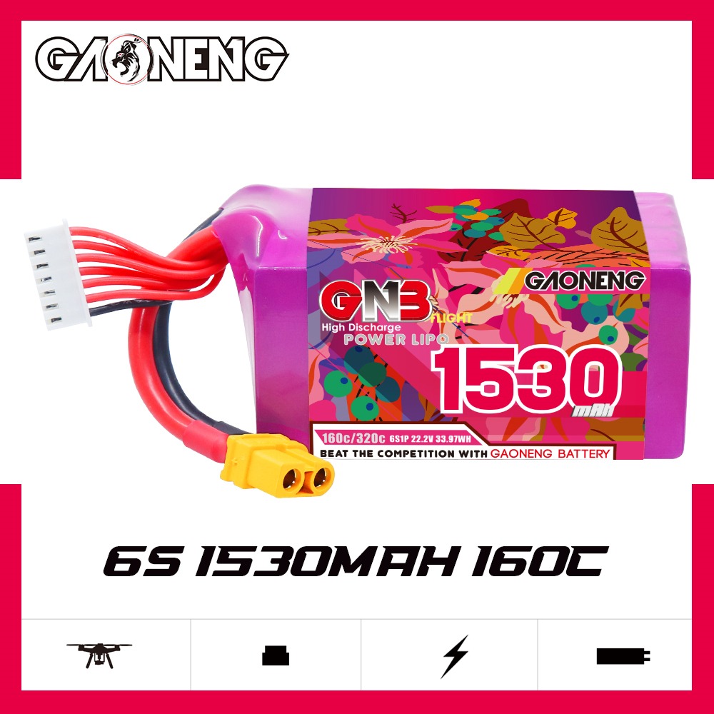 GNB Batteries GNB Battery 22.2V 160C 1530mAh 6S, product image from Kiwiquads