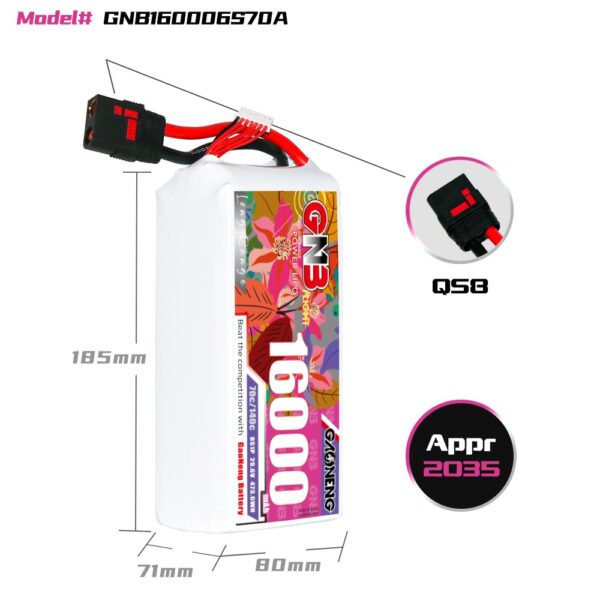 GNB Battery 22.2V 70C 16000mAh 6S QS8 - Image 2