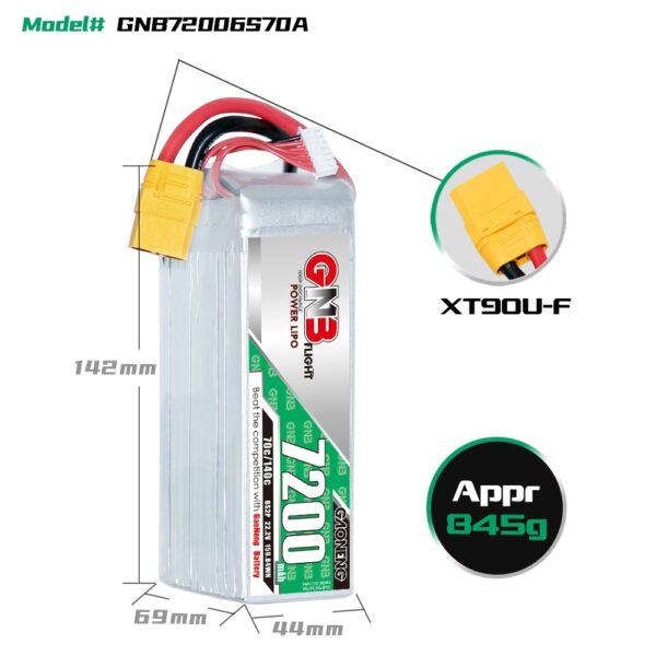 GNB Battery 22.2V 70C 7200mAh 6S - Image 2