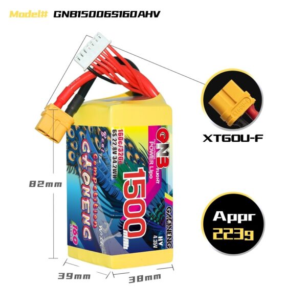 GNB Battery 22.8V 160C 1500mAh 6S HV - Image 2