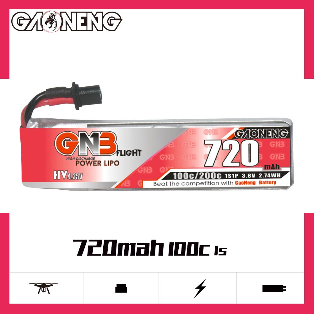 GNB Batteries GNB Battery 3.8V 100C 720mAh 1S HV A30 Cable, product image from Kiwiquads